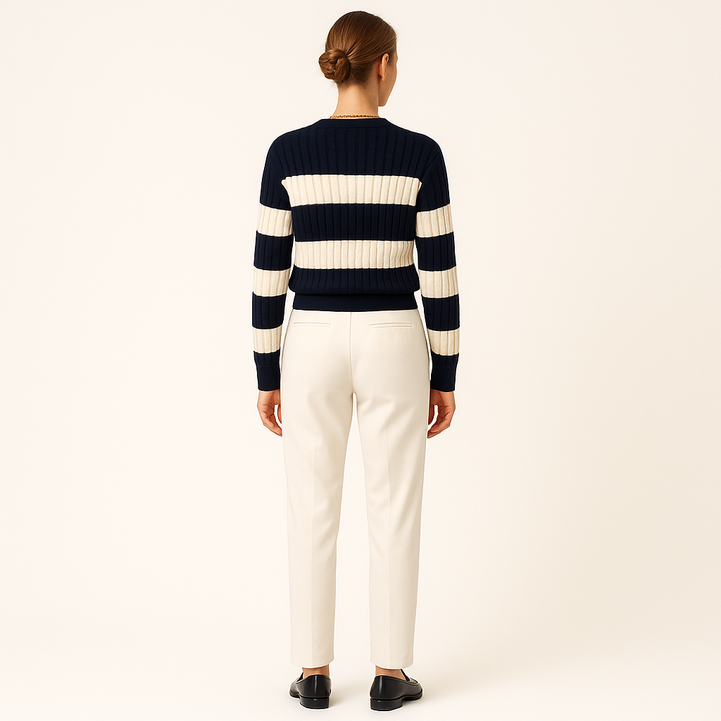 Women's Cable Knit V Neck Colour Block Drop Shoulder Jumper-Cole Clothing