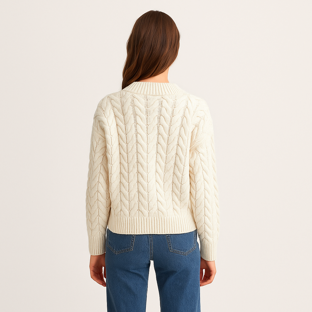 Women's Cream Cable Knit Wool Blend Sweater – Cole Clothing