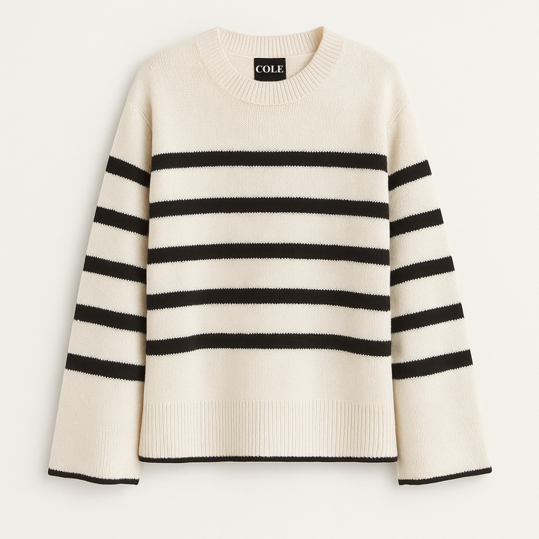 Women's Oversized Striped Knit Jumper – Beige & Black-Cole Clothing-Cole Clothing