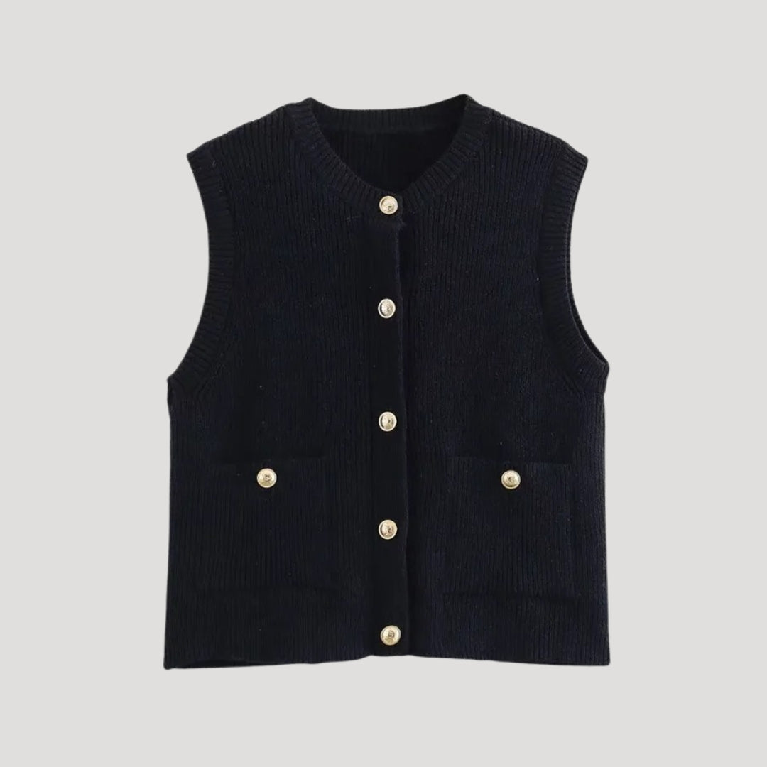 Women’s knit button vest – sleeveless cardigan for layering and office wear