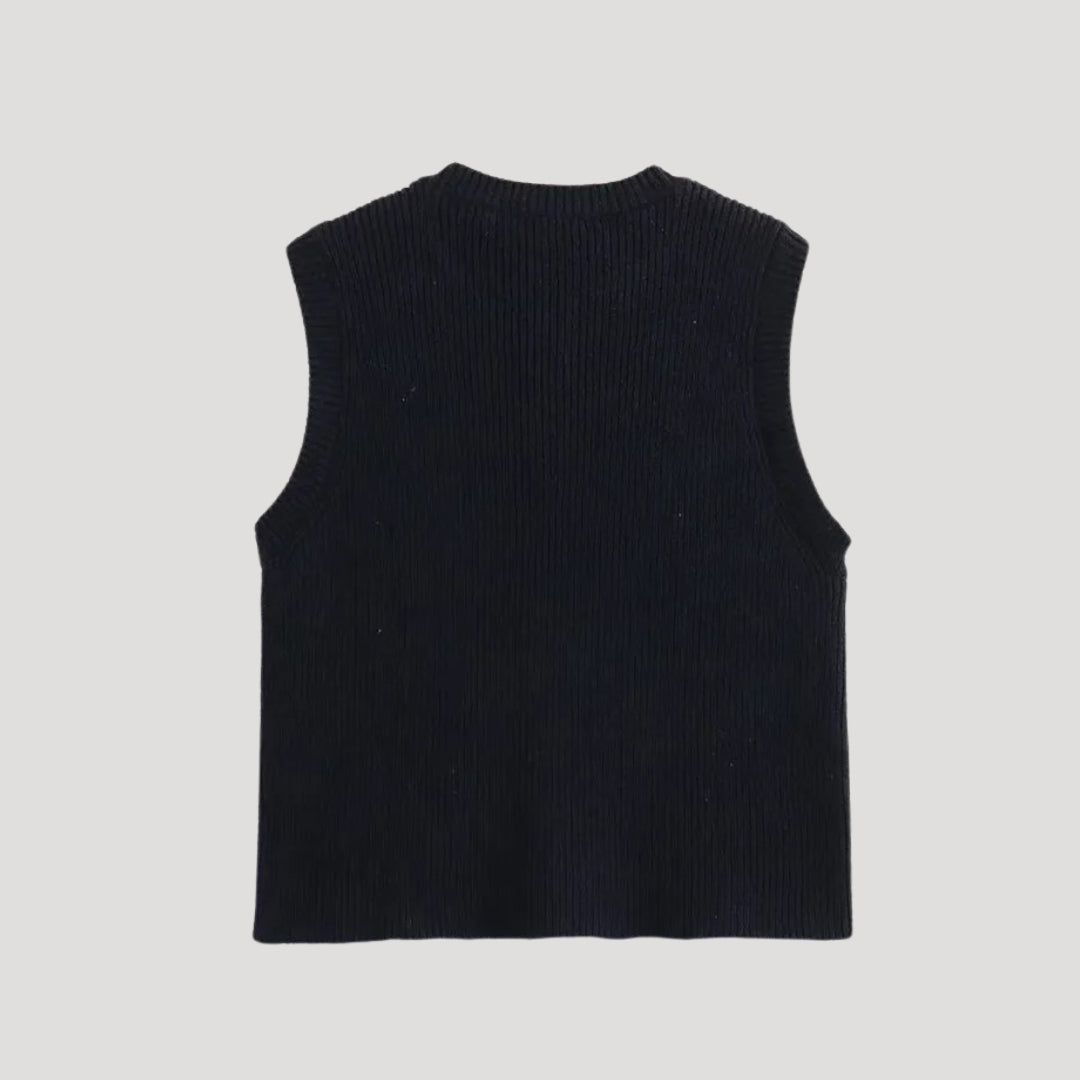Women’s knit button vest – sleeveless cardigan for layering and office wear