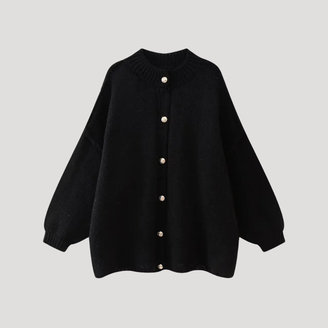 Women’s oversized cardigan with balloon sleeves and button front