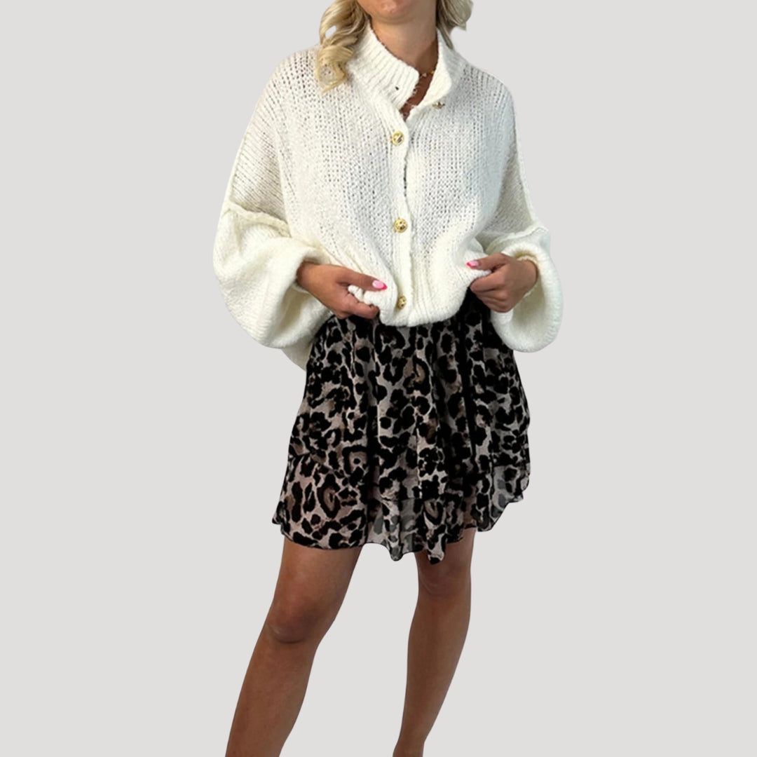 Women’s oversized chunky knit cardigan with balloon sleeves