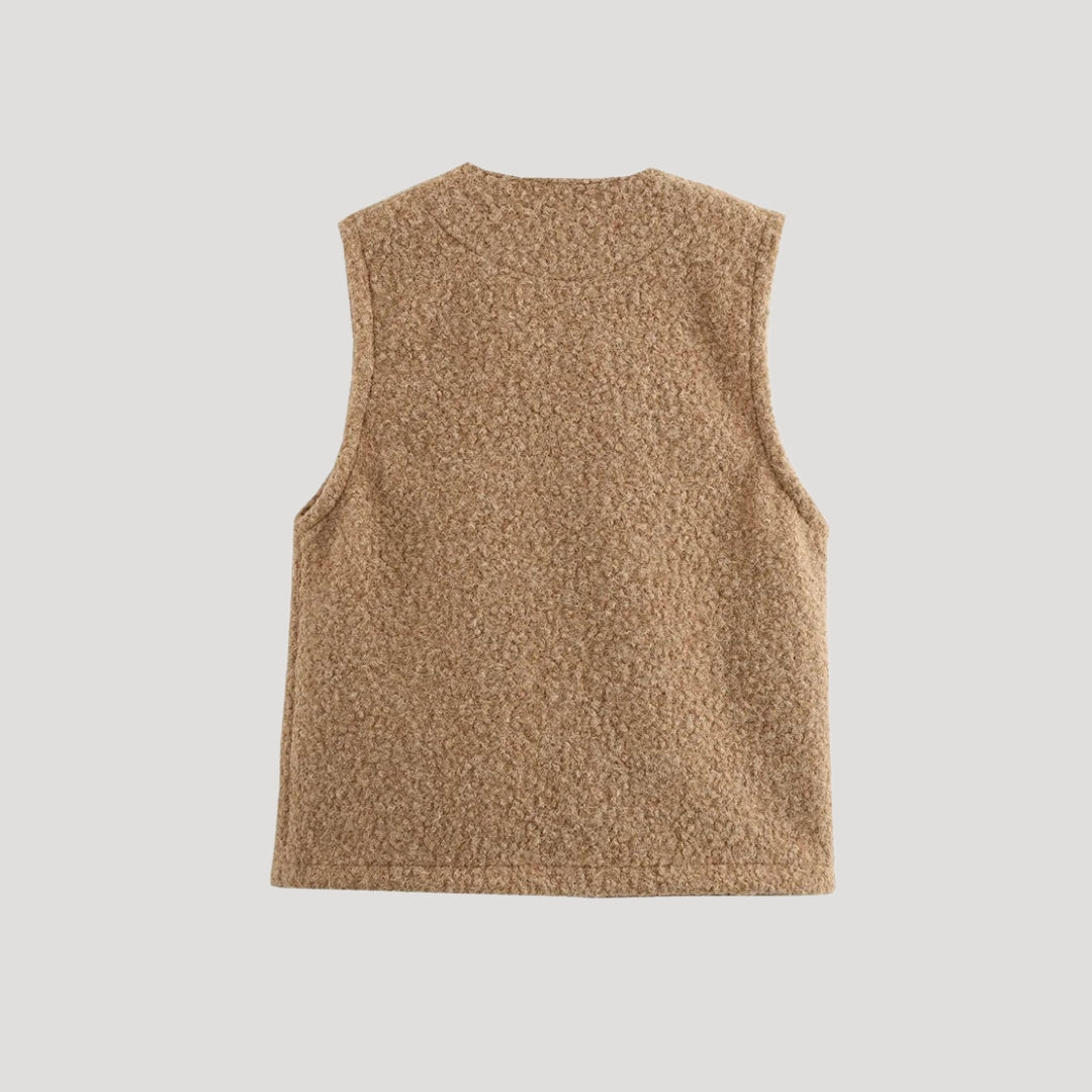 Women's sleeveless knit tie-front vest – layering cardigan top