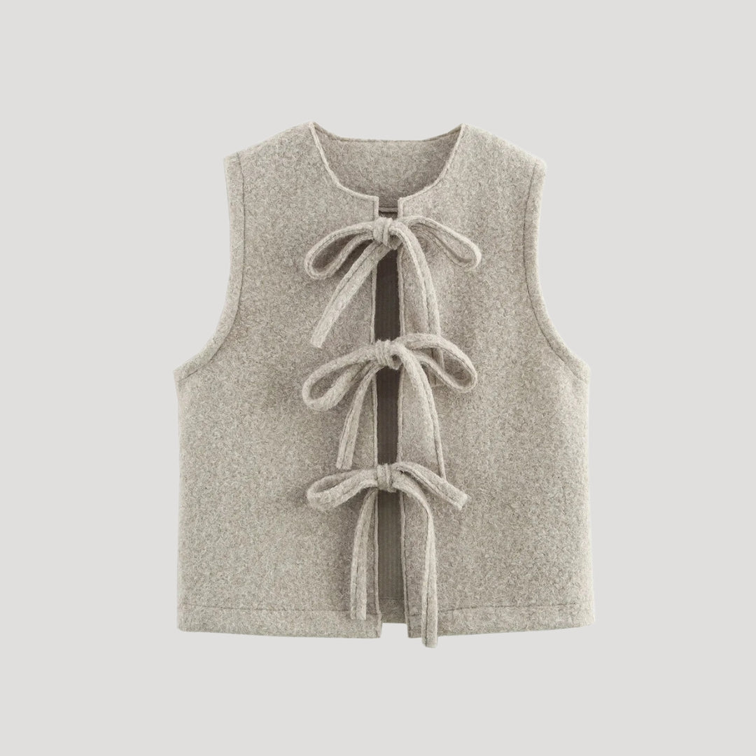 Women's sleeveless knit tie-front vest – layering cardigan top