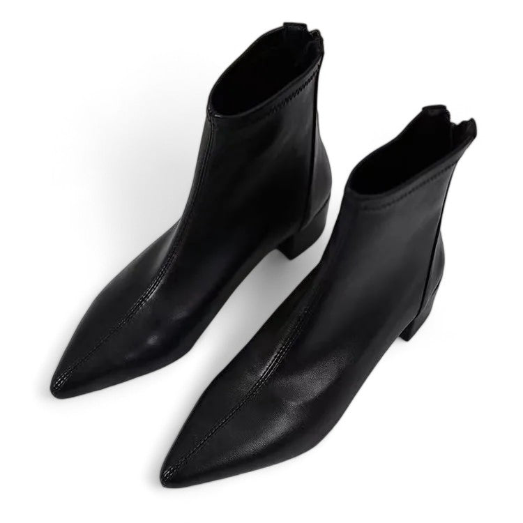 Sophia | Elegant ankle boots with block heel and back zip-Cole Clothing-Cole Clothing