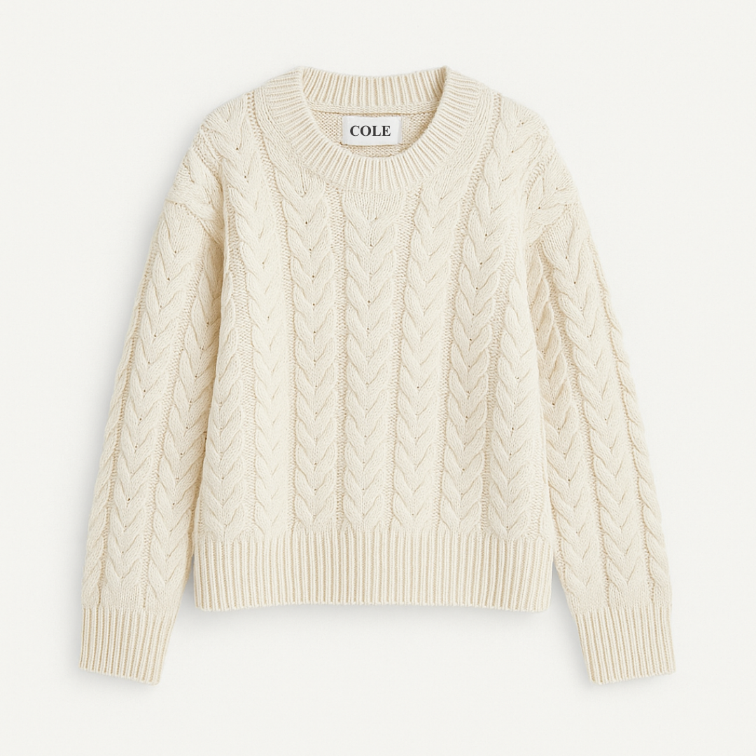 Women's Cream Cable Knit Wool Blend Sweater – Cole Clothing