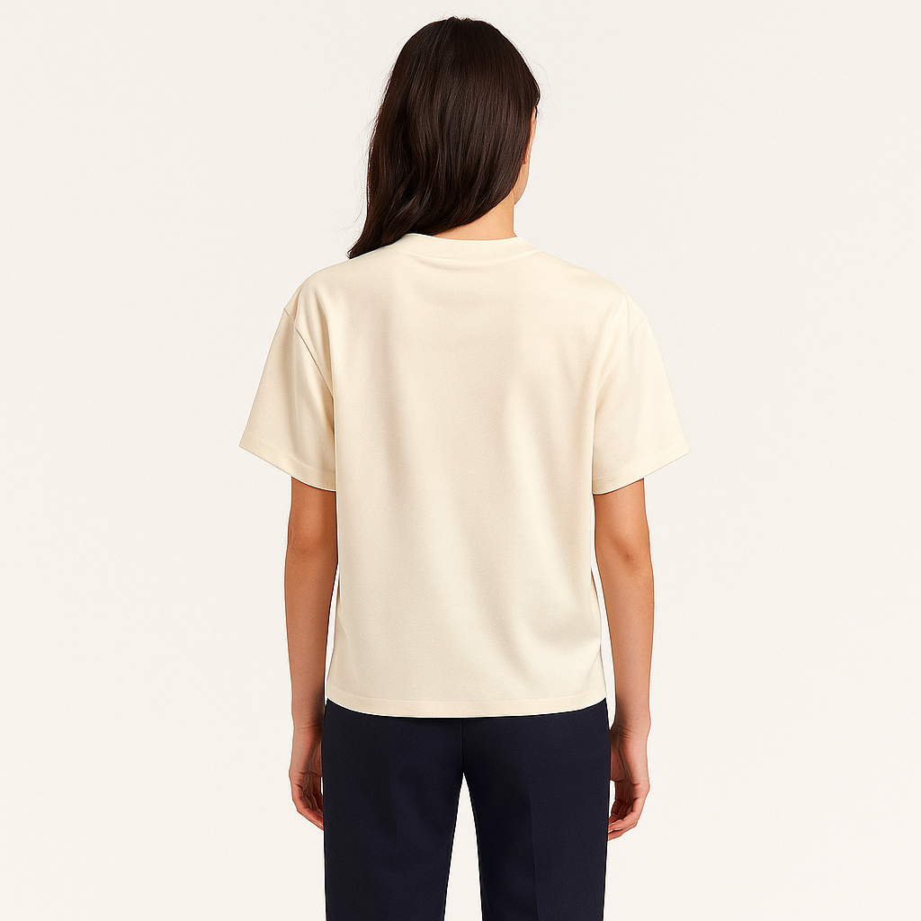 Women's Cream Pleated Mock Neck Blouse – Elegant Long Sleeve Top-Cole Clothing