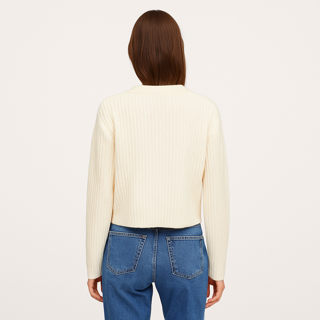 Women's Cream Wool Button-Up Jumper – Old Money Style-Cole Clothing-Cole Clothing