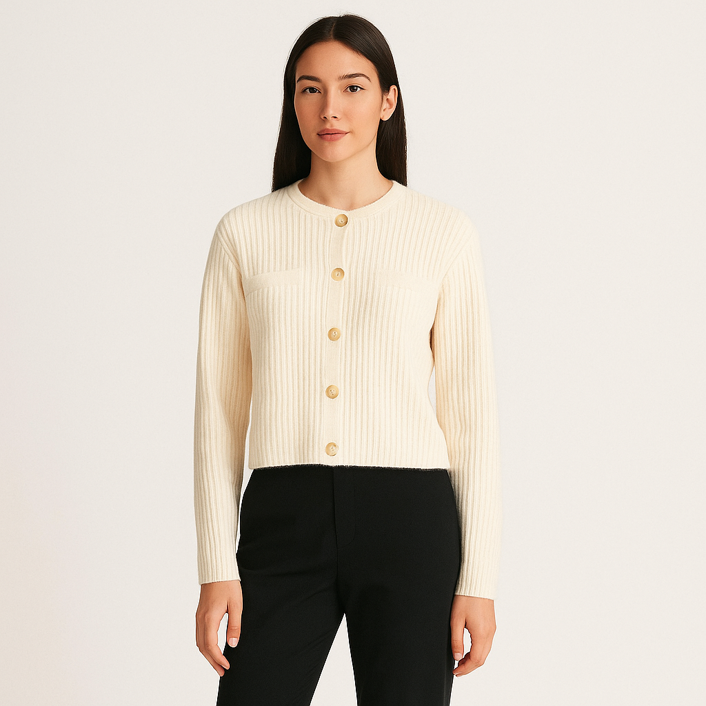 Women's Cream Wool Button-Up Jumper – Old Money Style-Cole Clothing-Cream-XS-Cole Clothing