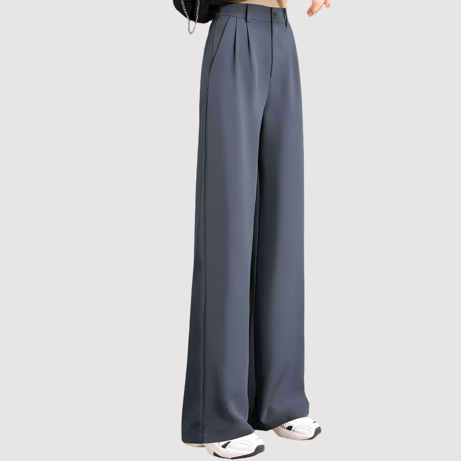 Women's Tailored High-Waisted Wide-Leg Trousers-Cole Clothing-Grey-XS-Cole Clothing