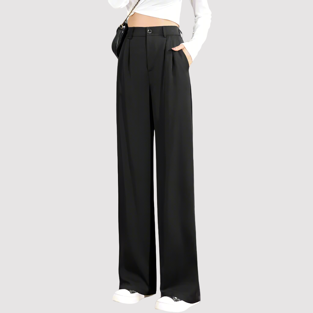 Women's Tailored High-Waisted Wide-Leg Trousers-Cole Clothing-Black-XS-Cole Clothing