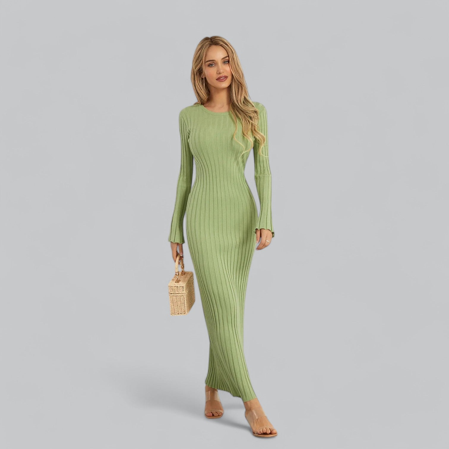 Women's Lace-Up Maxi Dress-Cole Clothing-Green-S-Cole Clothing