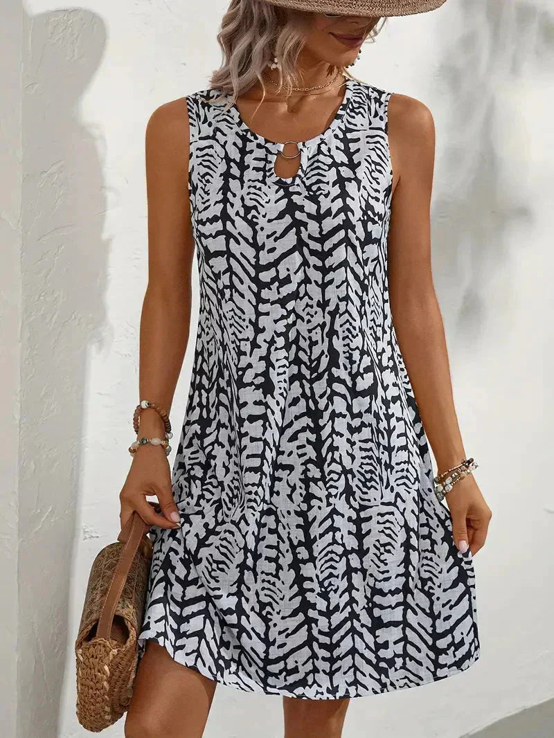 Women’s Sleeveless Printed Mini Dress – Summer Fit