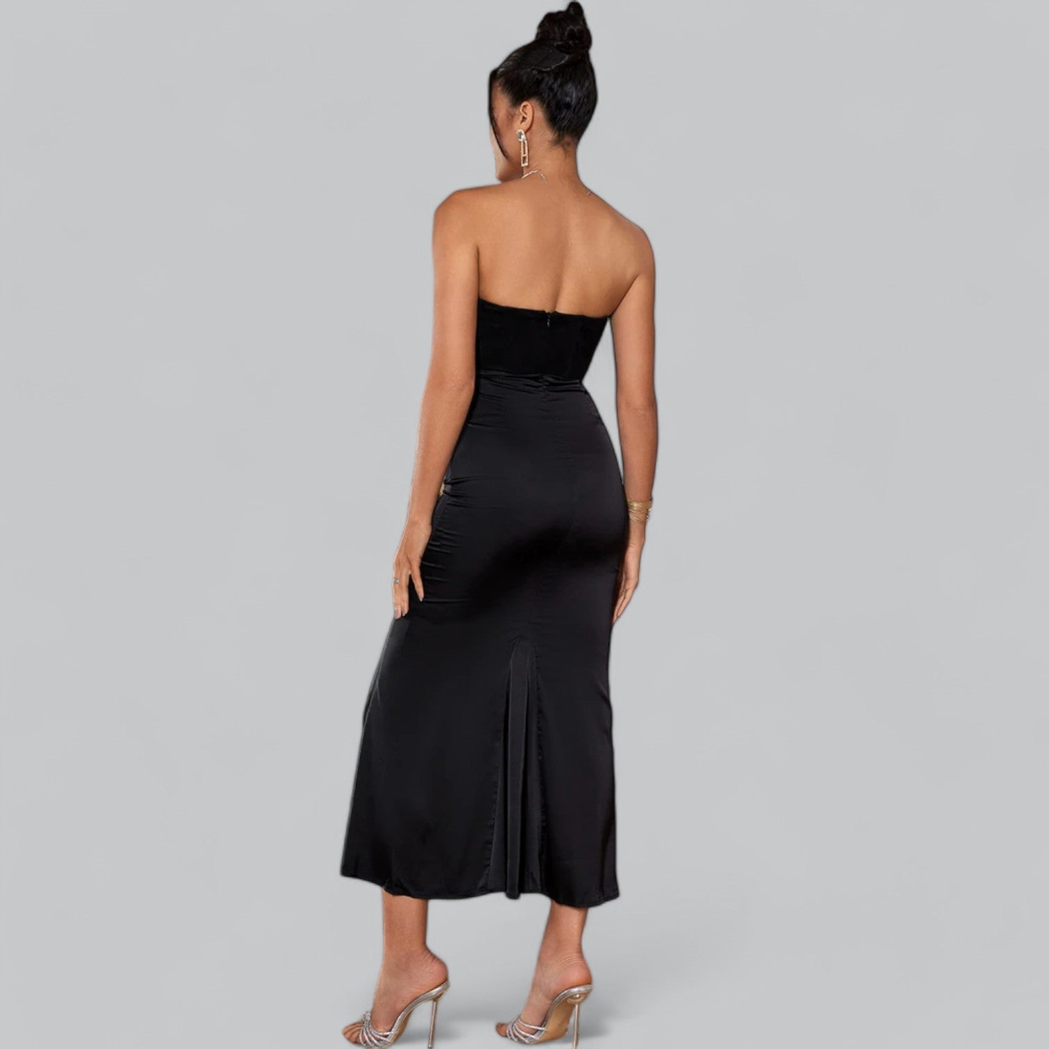 Ella | Elegant strapless velvet maxi dress-Cole Clothing-Cole Clothing
