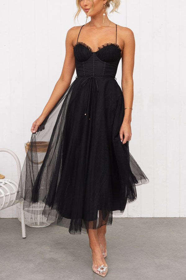 Women’s V-Neck Sleeveless Belted Maxi Dress – Flowy Abstract Print