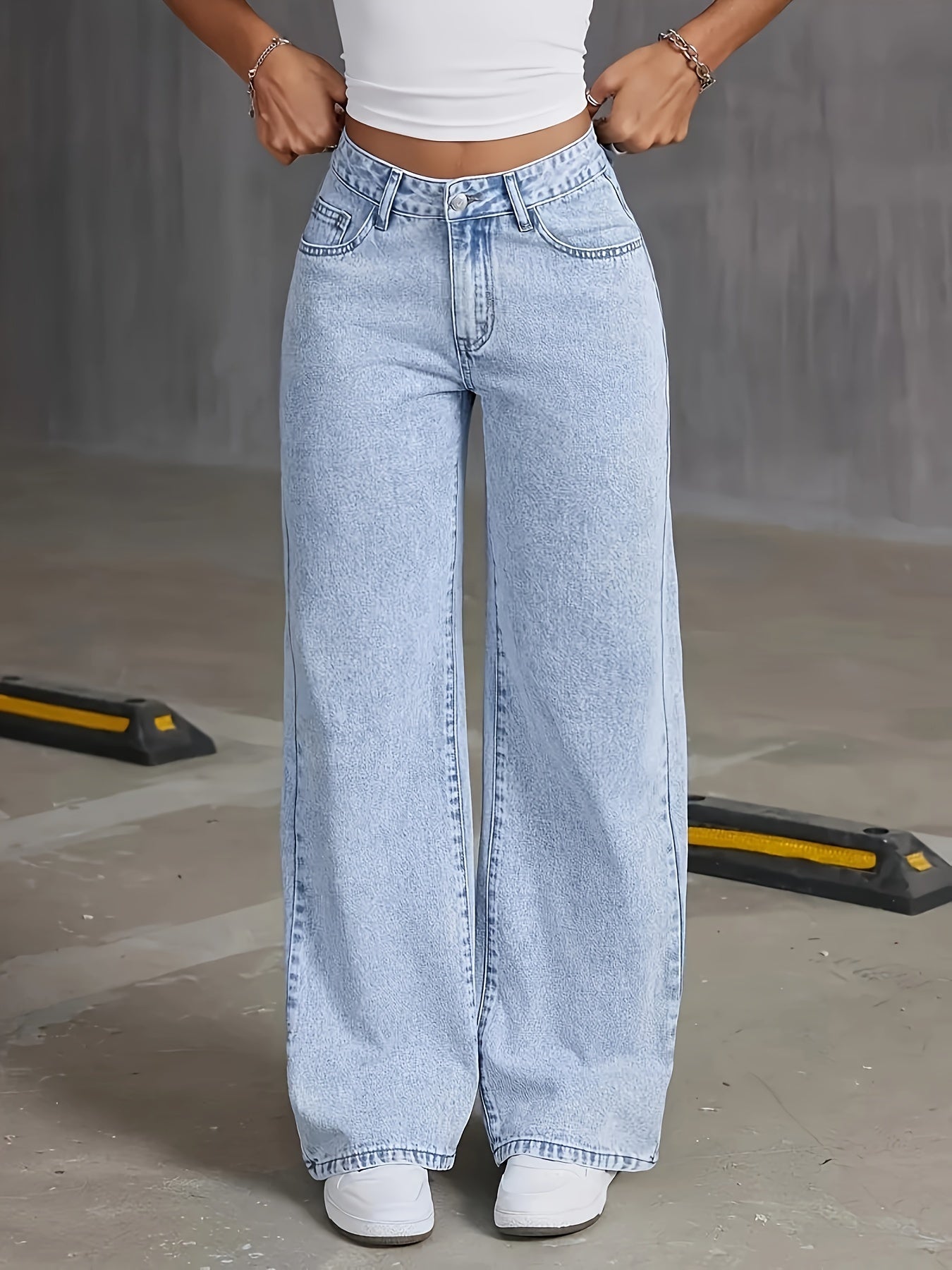 Women's Wide-Leg Denim Trousers-Women's Trousers-Cole Clothing-Cole Clothing