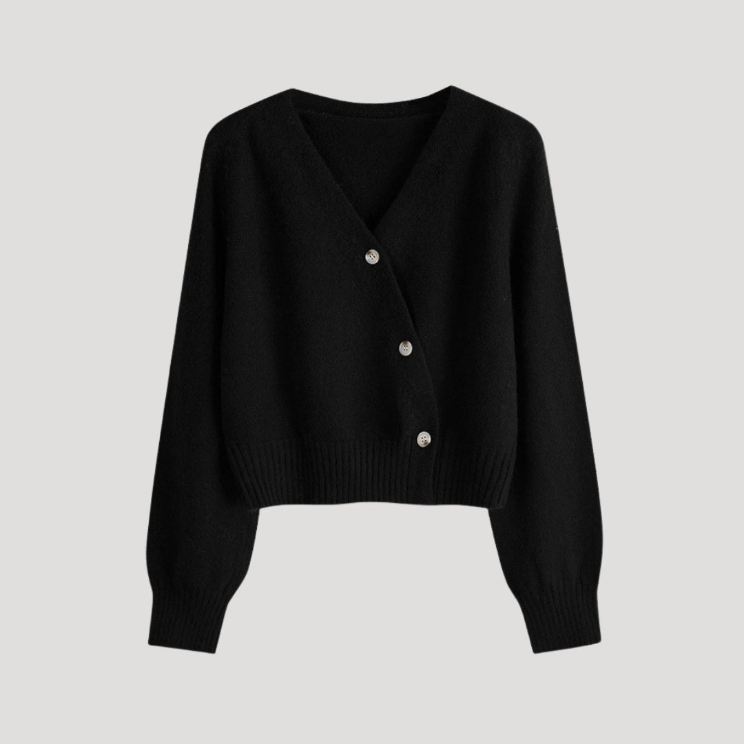 Women’s cropped knit cardigan with button front
