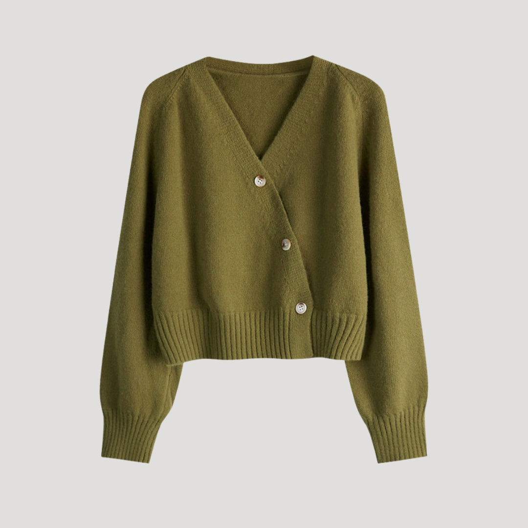 Women’s cropped knit cardigan with button front