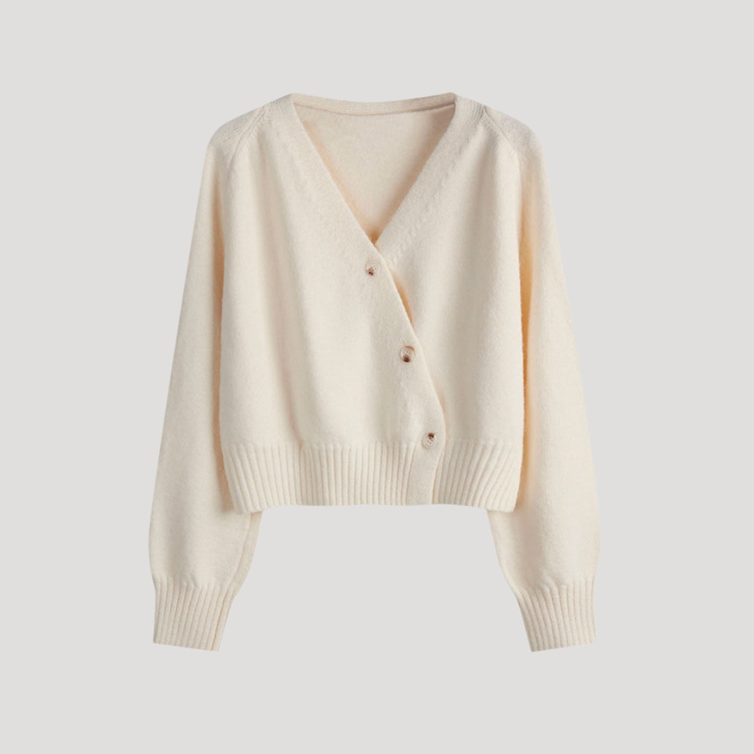Women’s cropped knit cardigan with button front