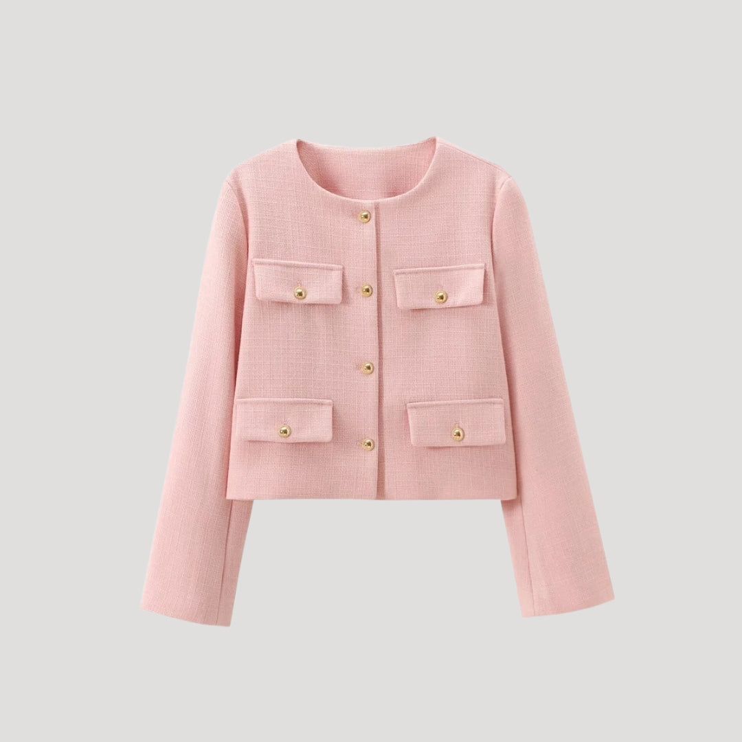 Women’s cropped knit cardigan with front pockets button up jumper for casual wear