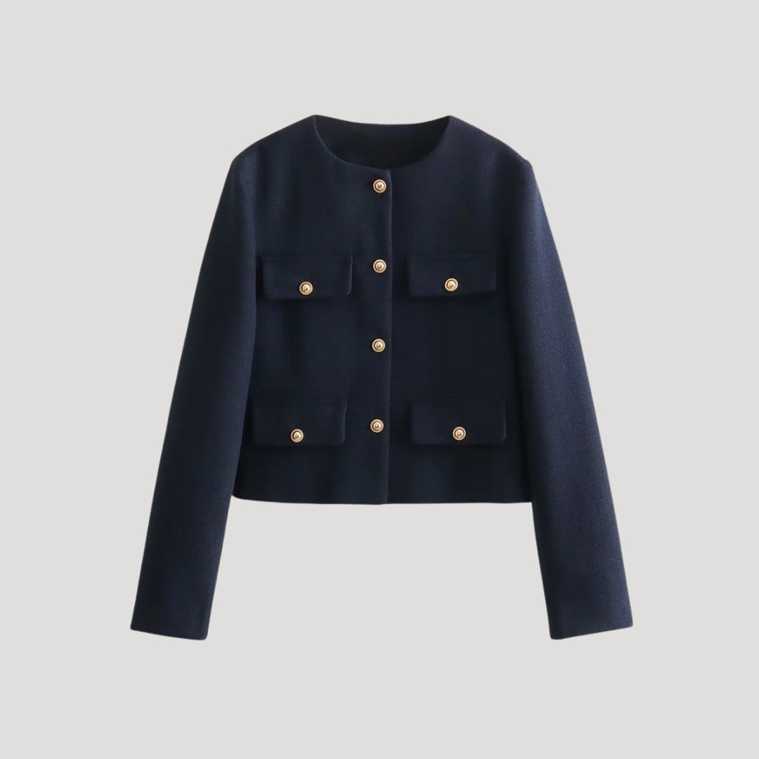 Women’s cropped knit cardigan with front pockets button up jumper for casual wear