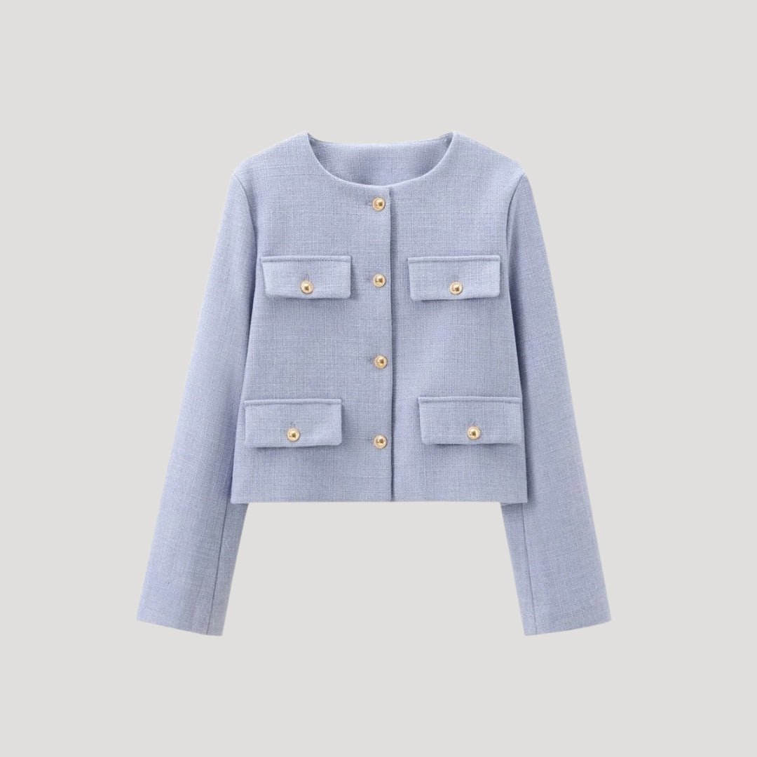 Women’s cropped knit cardigan with front pockets button up jumper for casual wear