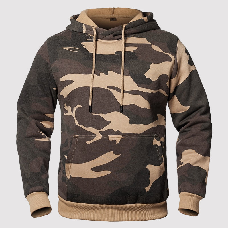 Men's Camouflage Fleece Hoodie – Military-Inspired, Warm Layer for Outdoor Wear